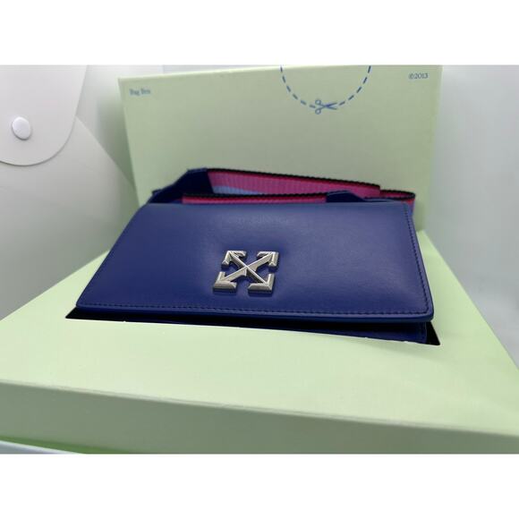 RARE Off-White Leather Jitney 0.5 Flag Bag Blue New without Tags - Picture 2 of 15